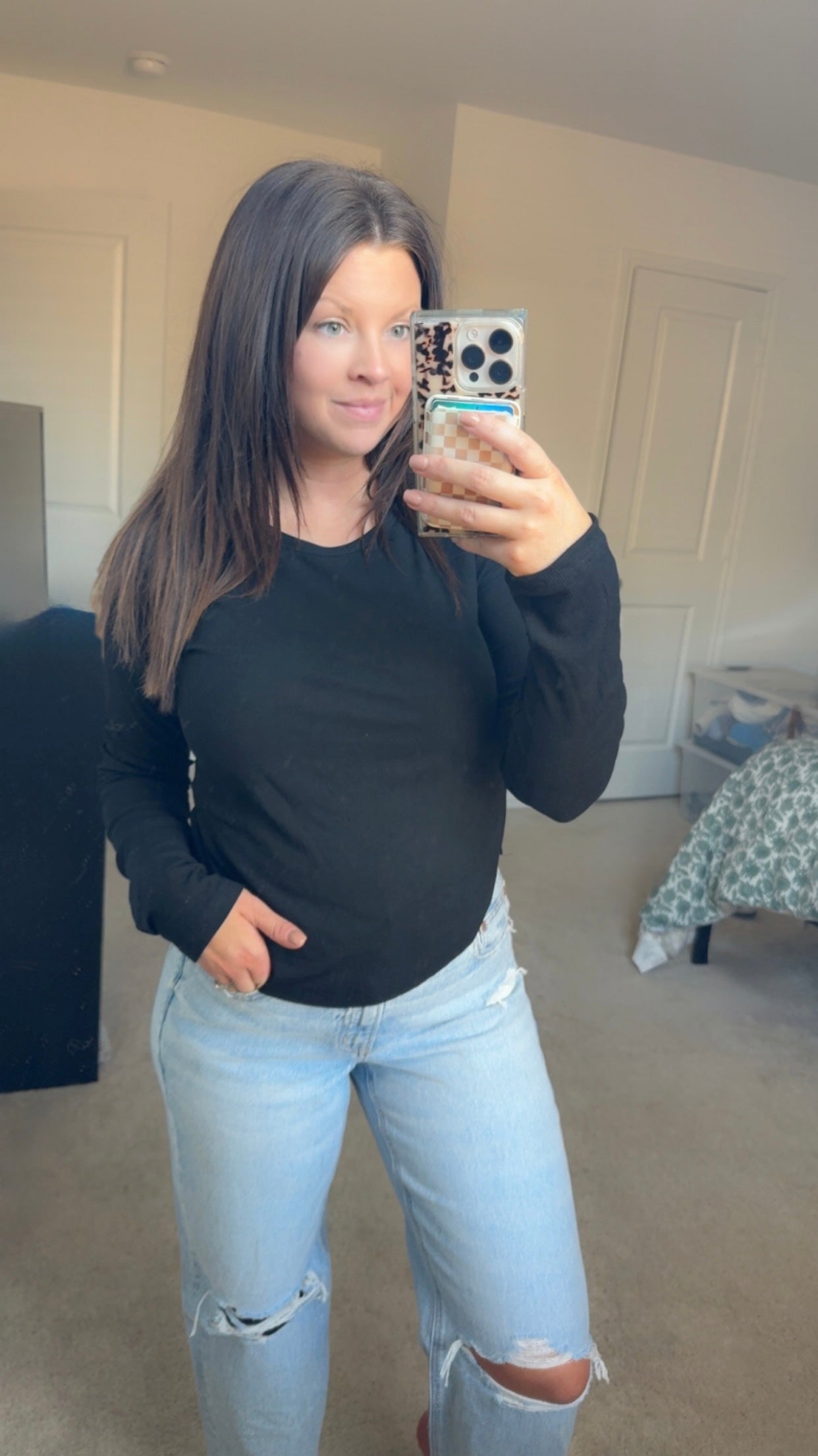 Elena curved hem ribbed tee