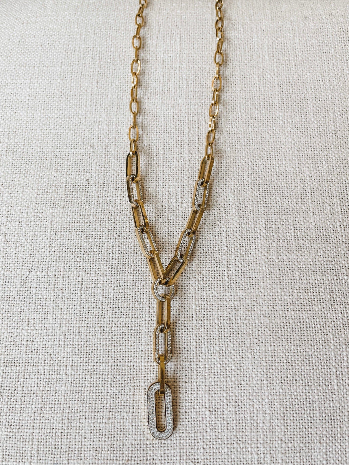 Paperclip Diamond Drop Necklace
