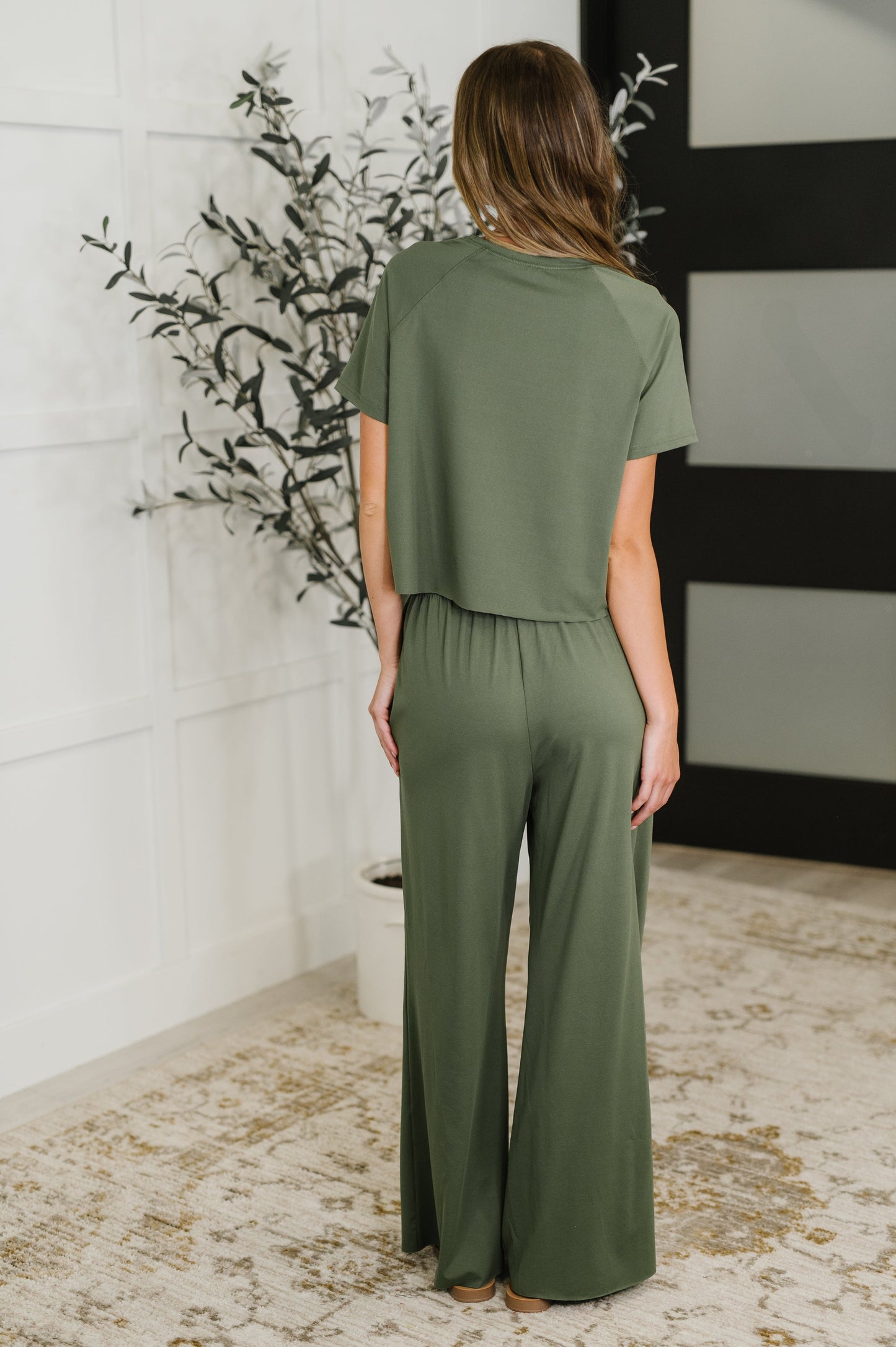 Casual Top and Bottom Set in Green