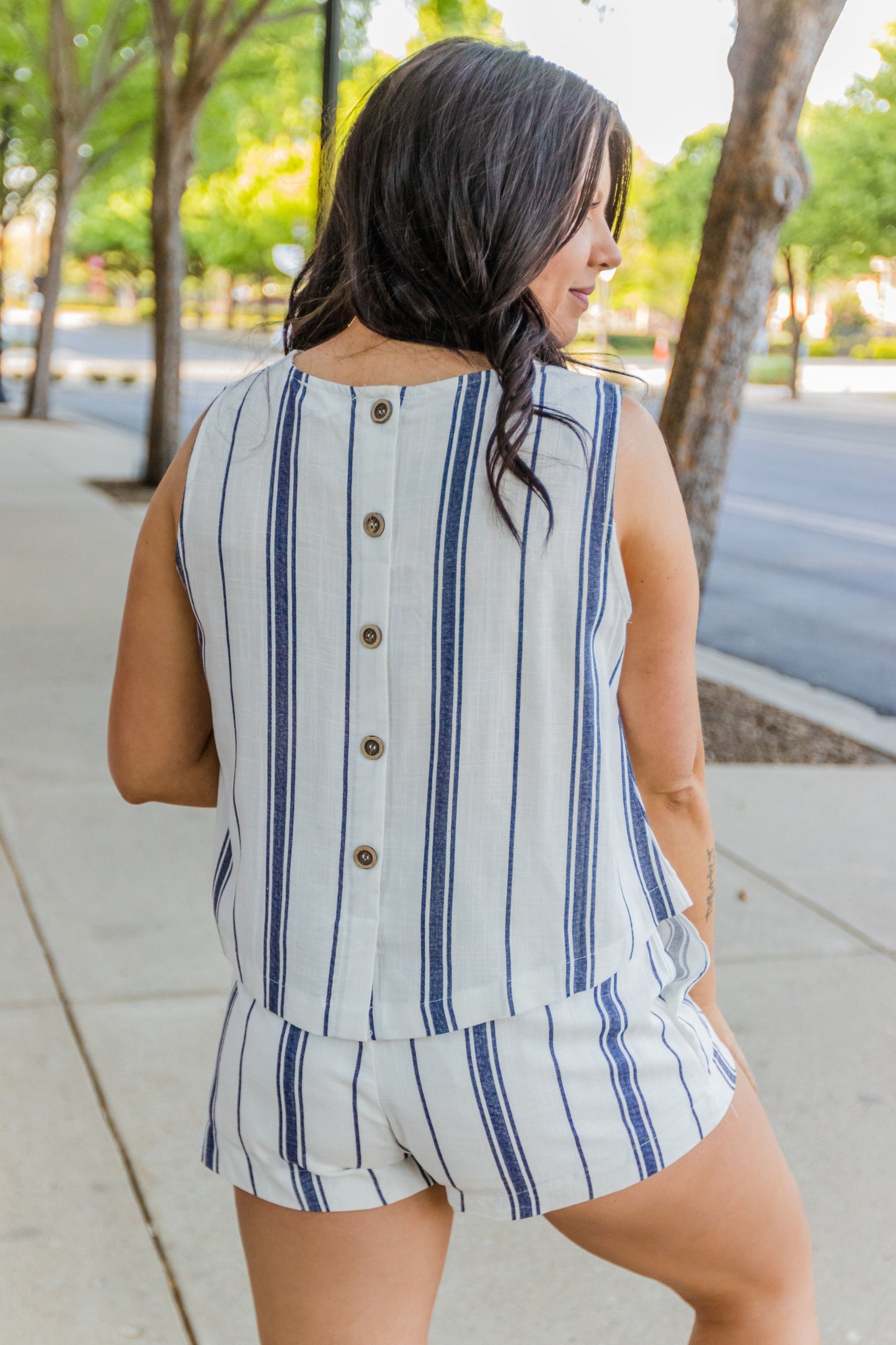Salt + Linen Striped Crop Tank