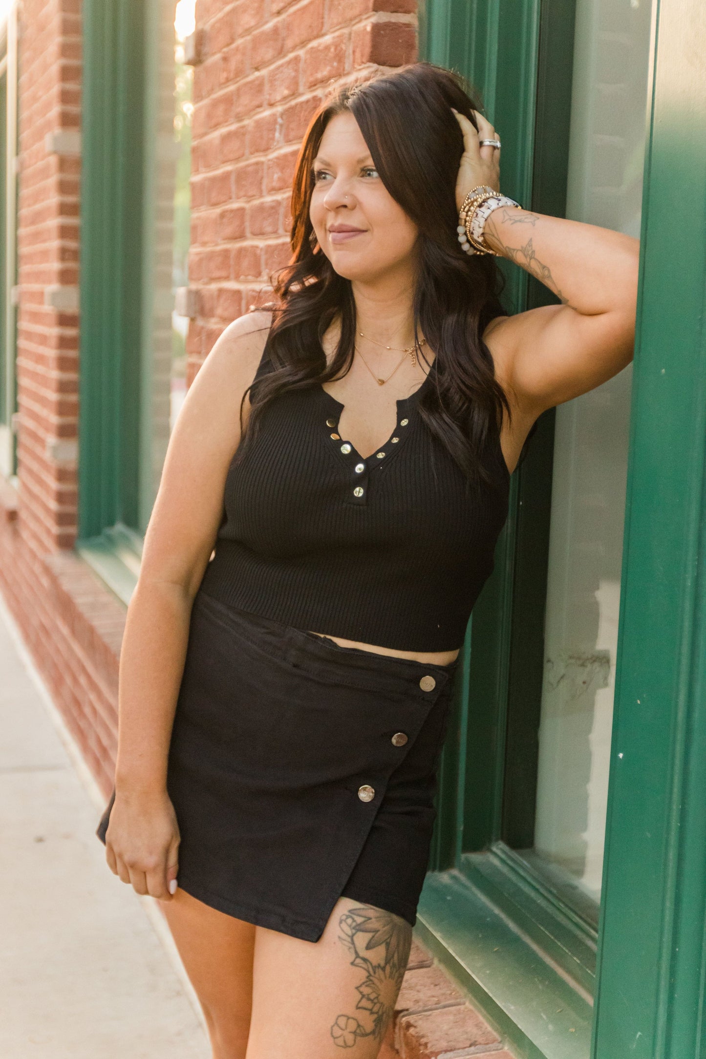 Snap button crop top