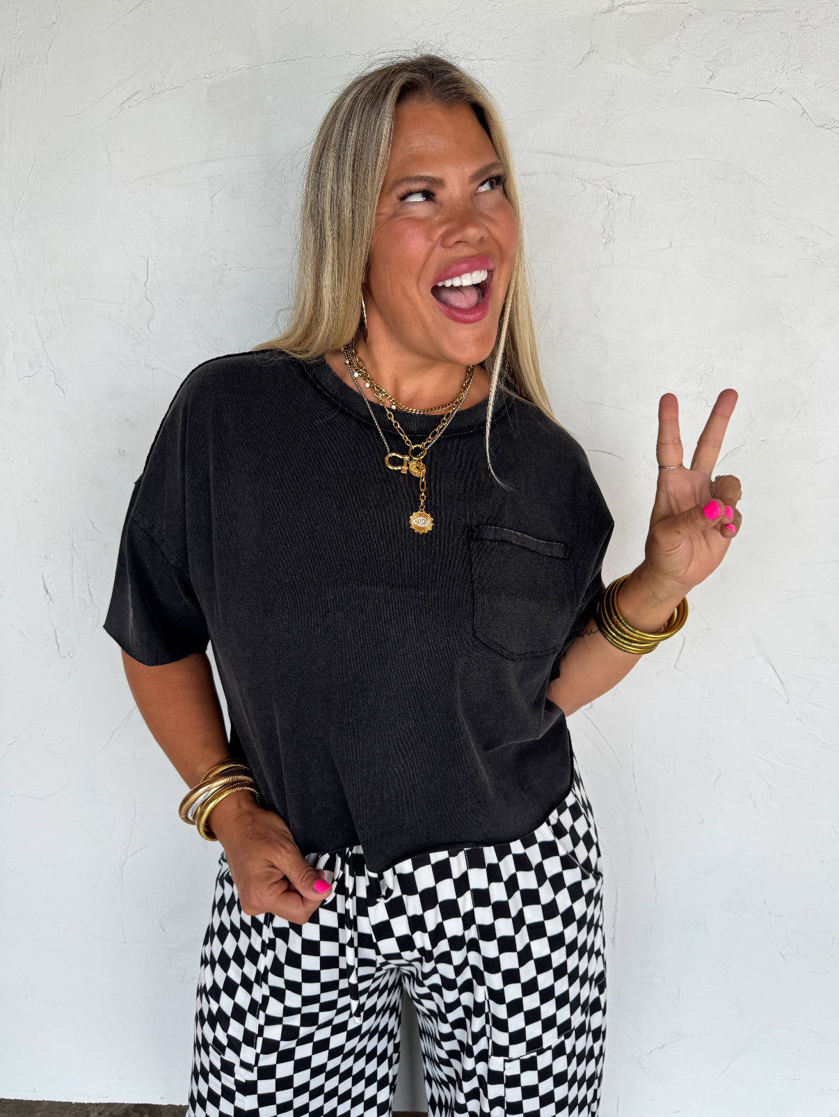 Checkered Wide Leg Pant