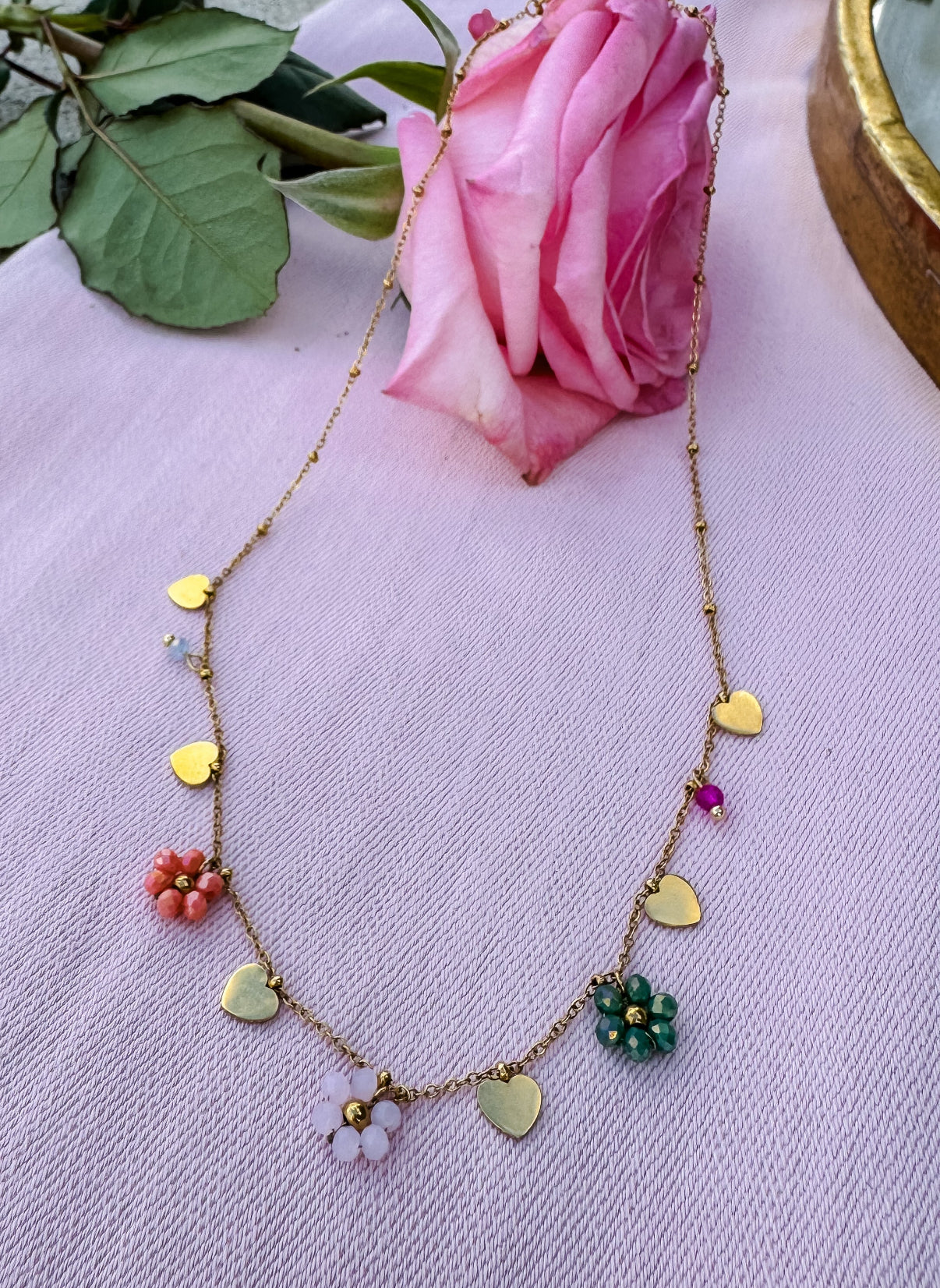 Floral Heart Link Necklace