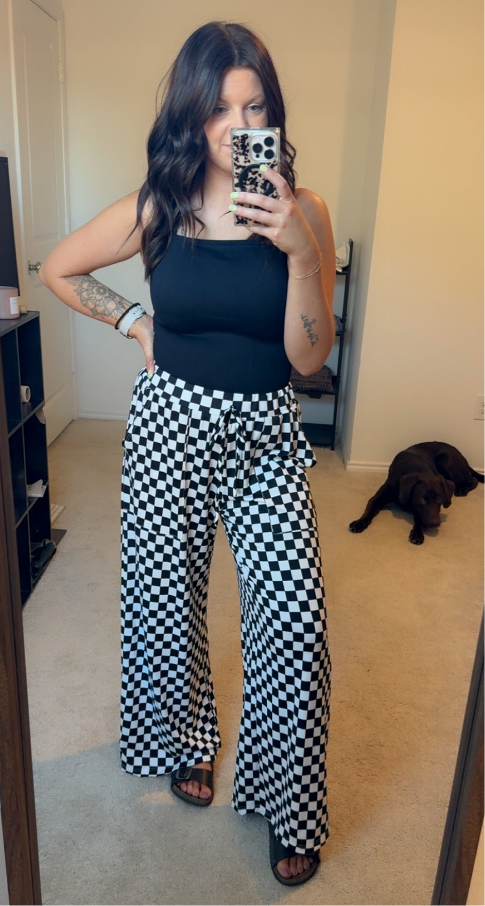 Checkered Wide Leg Pant