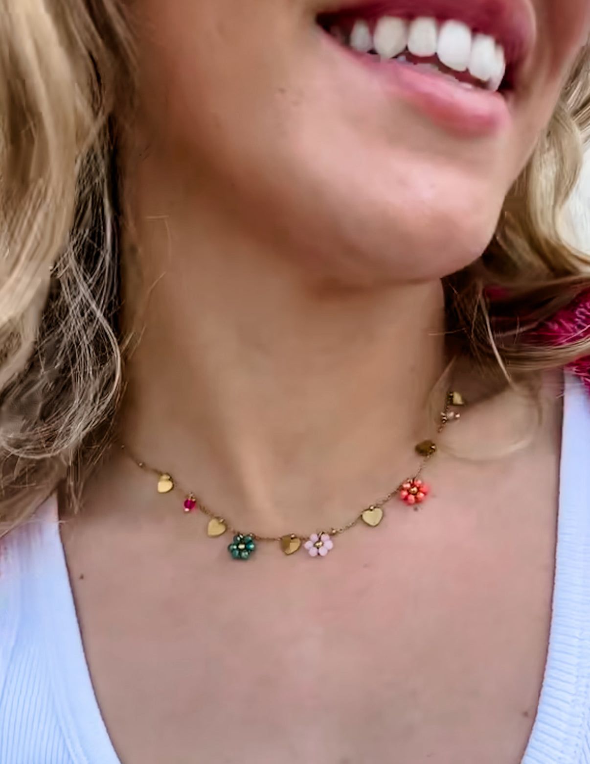 Floral Heart Link Necklace