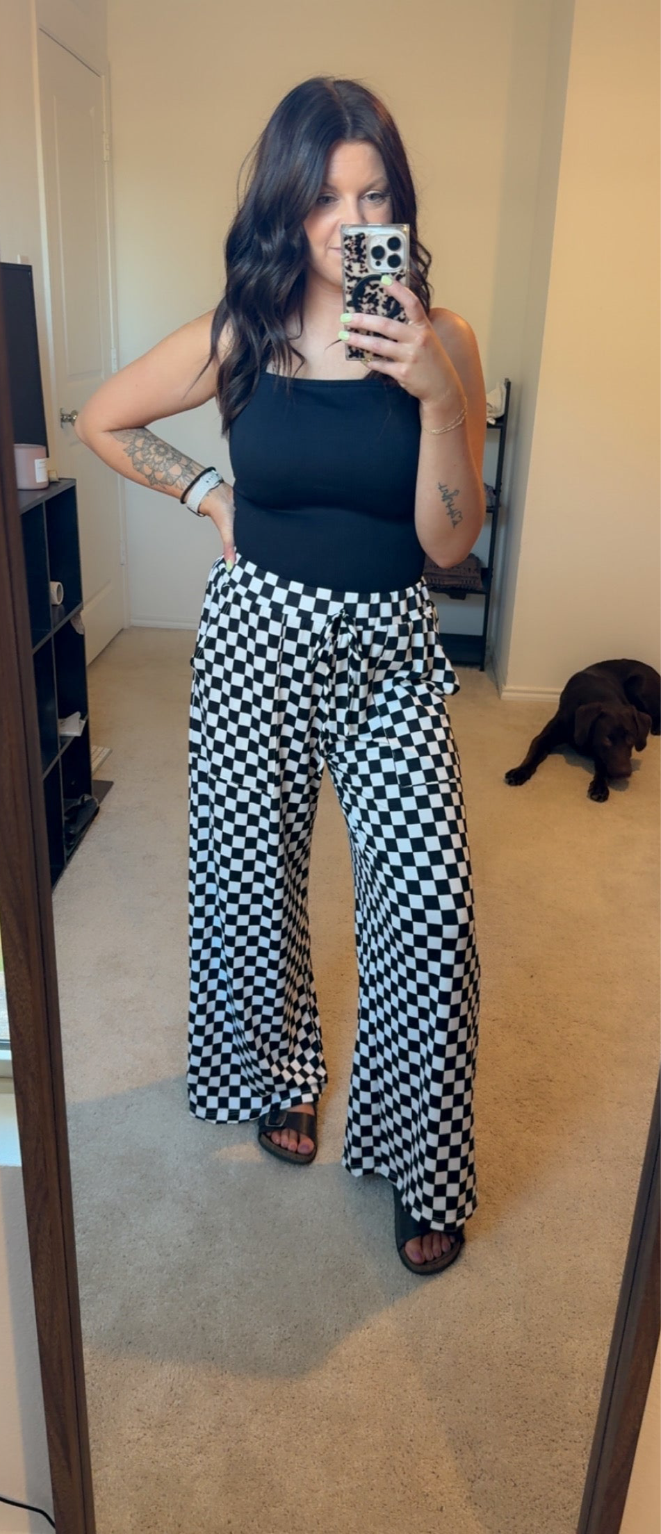 Checkered Wide Leg Pant