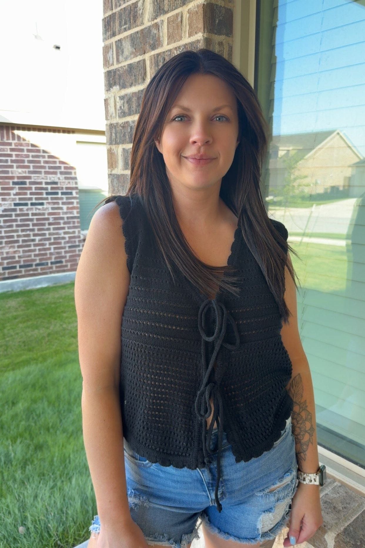 Tie front sweater vest