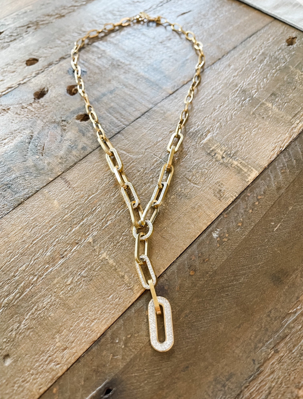 Paperclip Diamond Drop Necklace