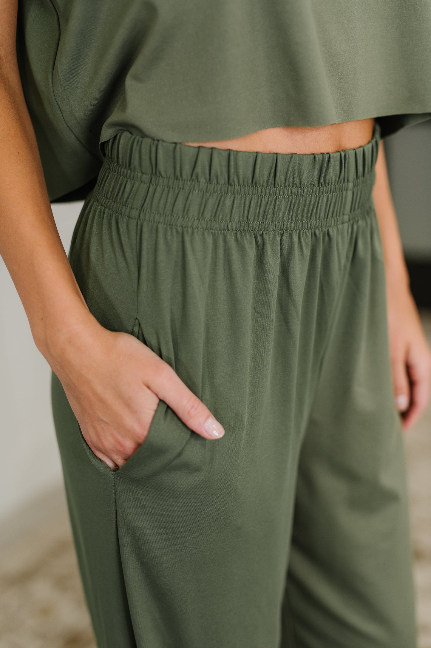 Casual Top and Bottom Set in Green