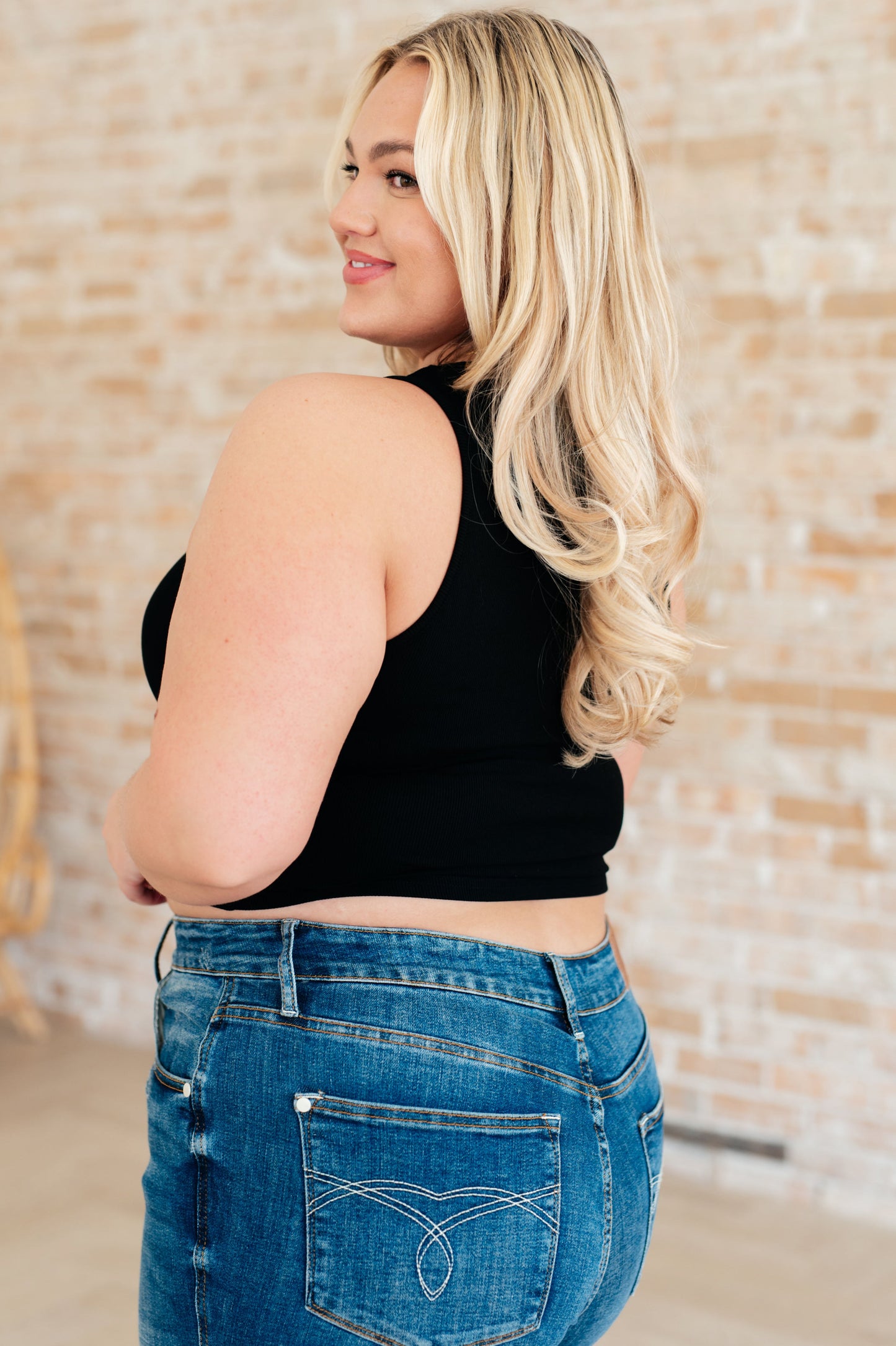 Cream of the Crop Rib Knit Tank Top in Black - Ave