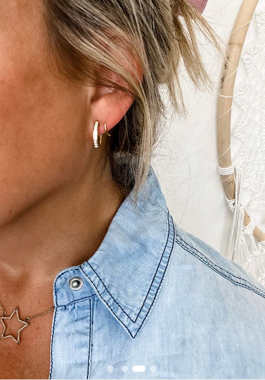 Double Hoop Diamond Earrings