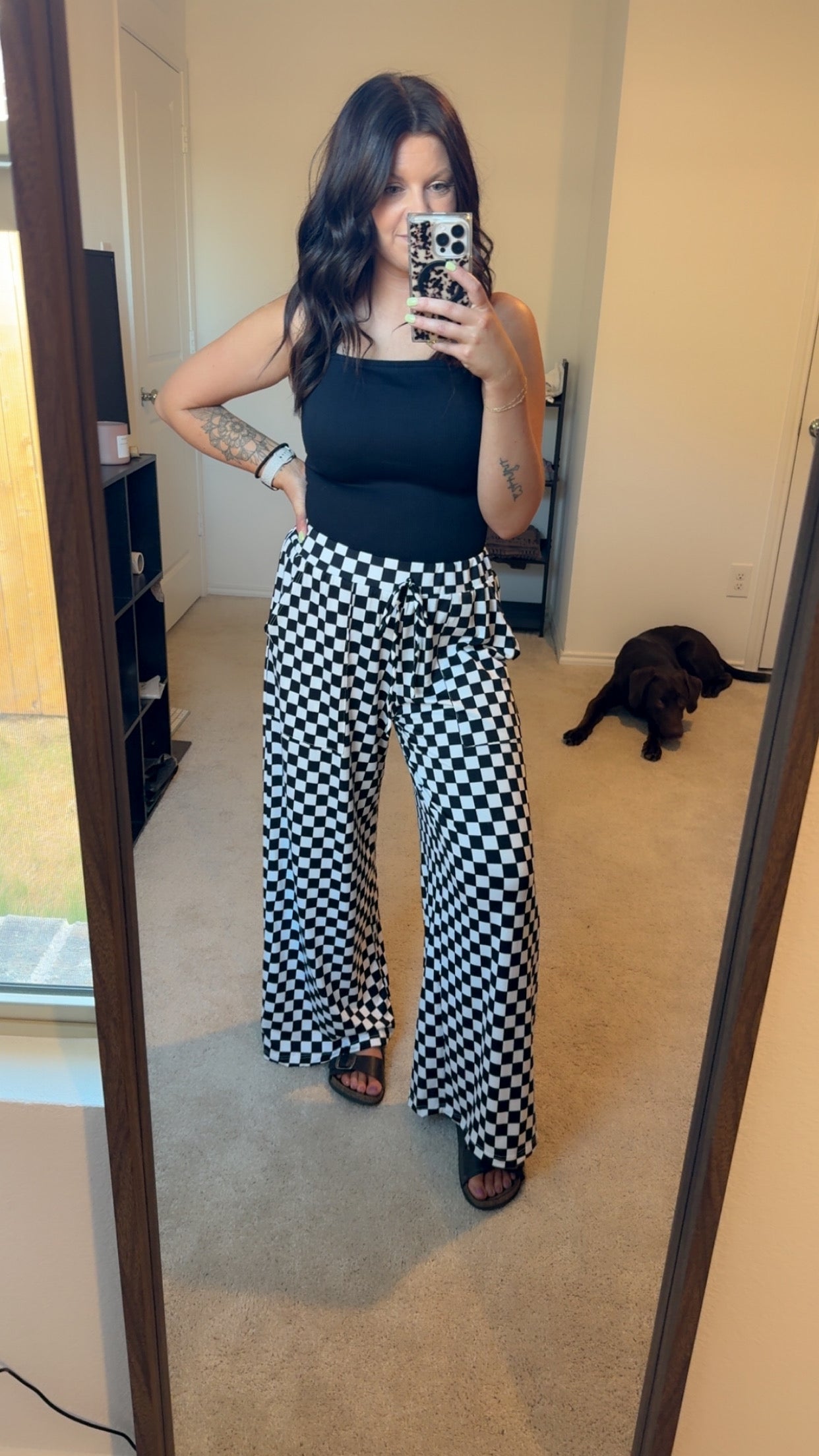 Checkered Wide Leg Pant