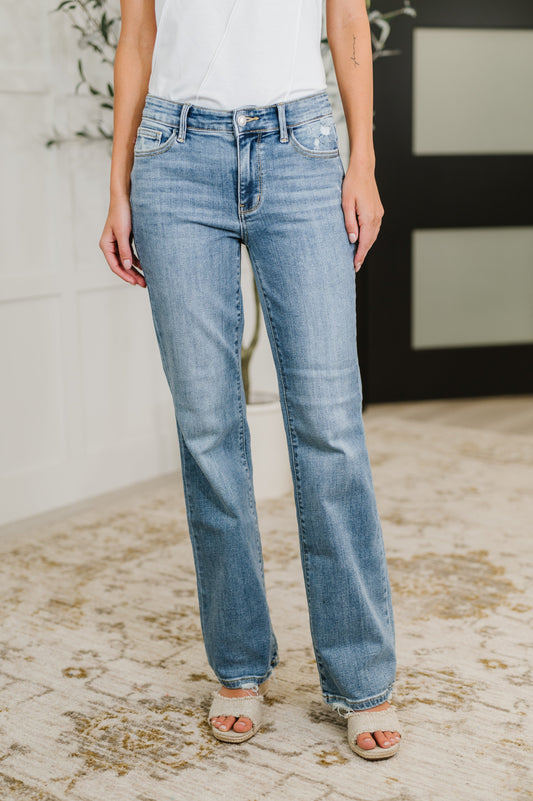 Lorena Mid Rise Vintage Wash Bootcut Jeans - Ave