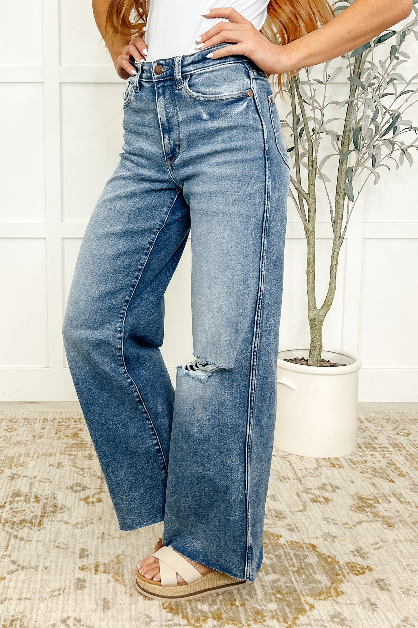 Tucker High Rise Vintage Wash Wide Leg Jeans - Ave