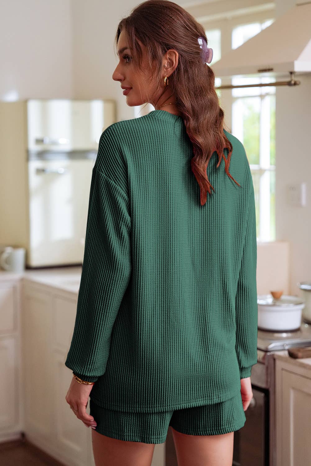 Corded MERRY Graphic Long Sleeve Top and Shorts Set